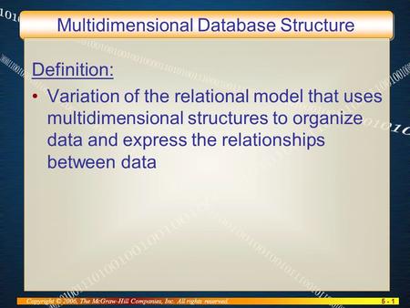Multidimensional Database Structure