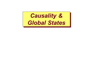 Causality & Global States. P1 P2 P3 12 3 4 5 0 0 0 1 2 Physical Time 4 6 Include(obj1 ) obj1.method() P2 has obj1 Causality violation occurs when order.