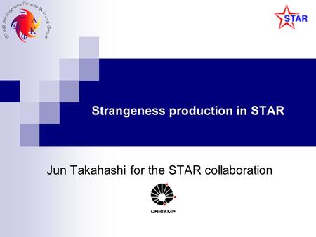 Strangeness production in STAR Jun Takahashi for the STAR collaboration.