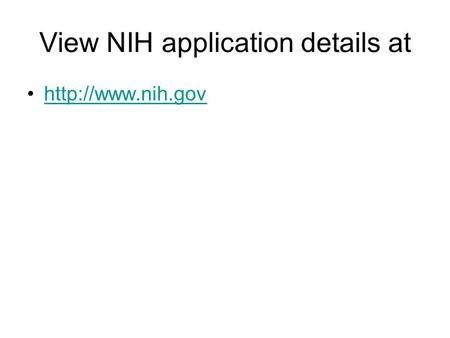 View NIH application details at