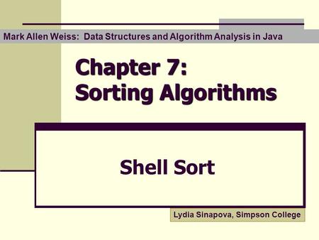 Chapter 7: Sorting Algorithms