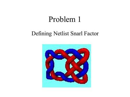 Problem 1 Defining Netlist Snarl Factor. Some Background A B C D F G EH A B C D F G EH Congested area PlacementRouting A B C D F G E H Netlist == Graph.