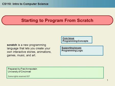 1 Starting to Program From Scratch scratch is a new programming language that lets you create your own interactive stories, animations, games, music, and.