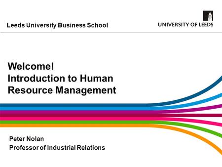 Welcome! Introduction to Human Resource Management