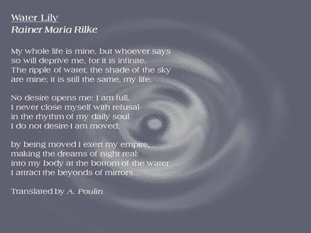 Water Lily Rainer Maria Rilke