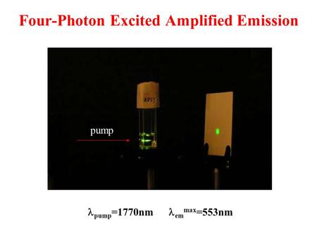 Four-Photon Excited Amplified Emission pump =1770nm em max =553nm pump.