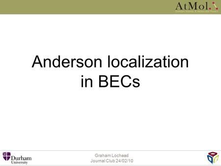 Anderson localization in BECs