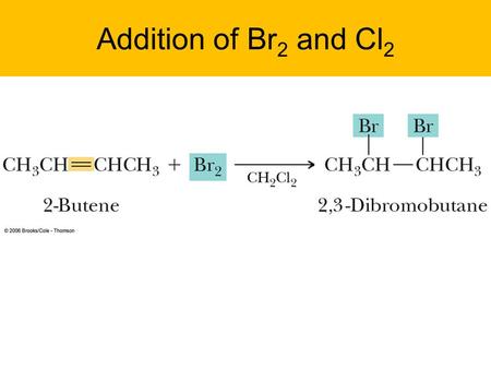 Addition of Br2 and Cl2 1.