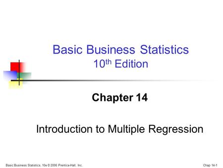 Chapter 14 Introduction to Multiple Regression