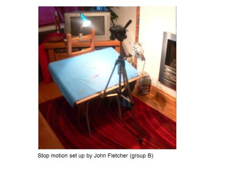 Stop motion set up by John Fletcher (group B). Threaded puppet (John Fletcher)