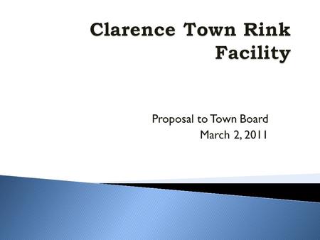 Proposal to Town Board March 2, 2011.  Background  Concept  Financing  Economic Benefits  Marketing Plan  Fundraising and Sponsorship  Clarence.