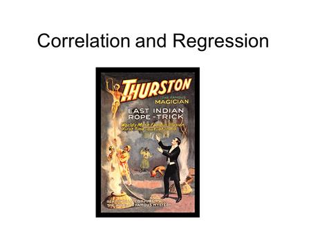 Correlation and Regression. Spearman's rank correlation An alternative to correlation that does not make so many assumptions Still measures the strength.