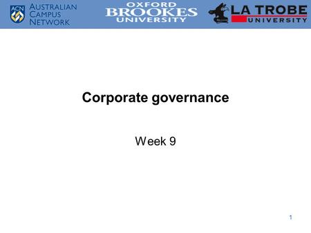 Corporate governance Week 9.