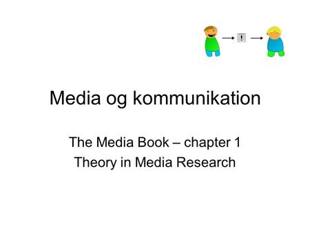 Media og kommunikation The Media Book – chapter 1 Theory in Media Research.