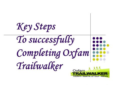 Key Steps To successfully Completing Oxfam Trailwalker.