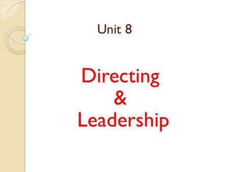 Directing & Leadership