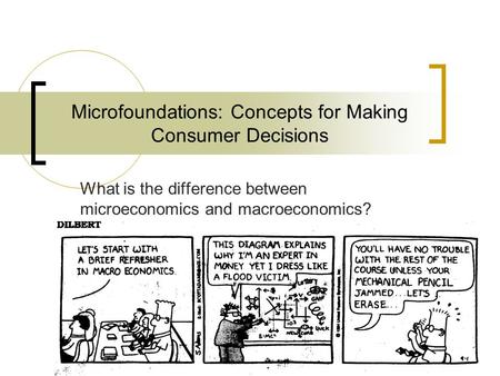1 Microfoundations: Concepts for Making Consumer Decisions What is the difference between microeconomics and macroeconomics?