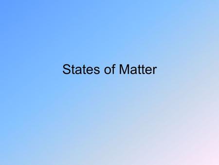 States of Matter. Solids Neither take the shape or volume of container Atoms are very close together –Not very compressible Atoms vibrate in place but.