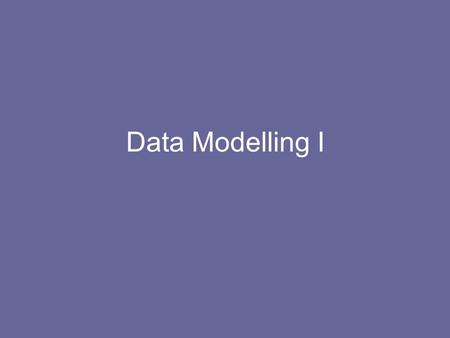 Data Modelling I. Plan Introduction Structured Methods –Data Flow Modelling –Data Modelling –Relational Data Analysis Feasibility Maintenance.