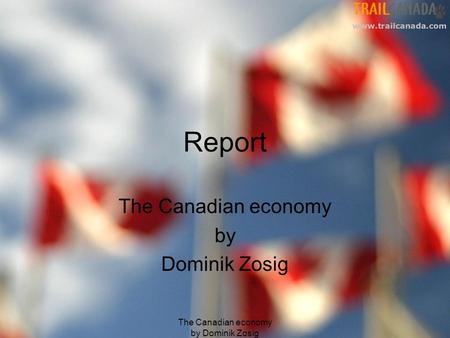 The Canadian economy by Dominik Zosig Report The Canadian economy by Dominik Zosig.