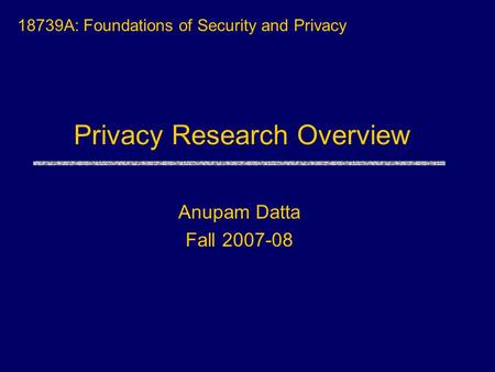 Privacy Research Overview