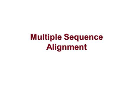 Multiple Sequence Alignment. An alignment of heads.