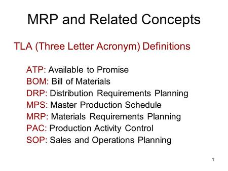 MRP and Related Concepts