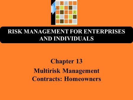 RISK MANAGEMENT FOR ENTERPRISES AND INDIVIDUALS Chapter 13 Multirisk Management Contracts: Homeowners.
