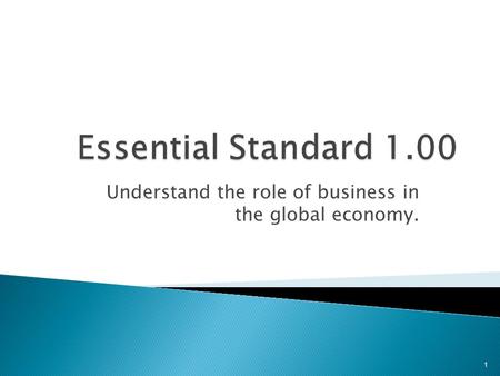Understand the role of business in the global economy. 1.