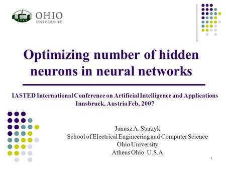 Optimizing number of hidden neurons in neural networks