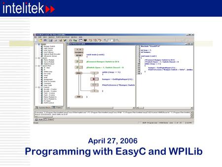 April 27, 2006 Programming with EasyC and WPILib.