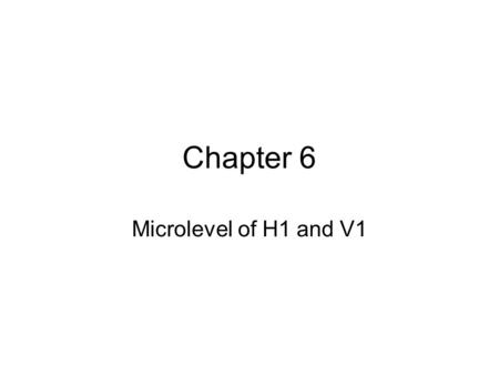 Chapter 6 Microlevel of H1 and V1. We start with some concepts from Chapter 5 that are essential for this chapter.