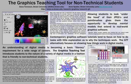 The Graphics Teaching Tool for Non-Technical Students Dana Tenneson, Brown University Spalter, Brown University