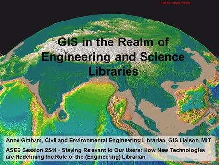 Anne Graham 6/20/2006 1 Session 2541 Staying Relevant to Our Users: How New Technologies are Redefining the Role of the (Engineering) Librarian GIS in.