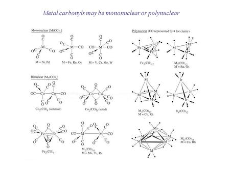 Metal carbonyls may be mononuclear or polynuclear.