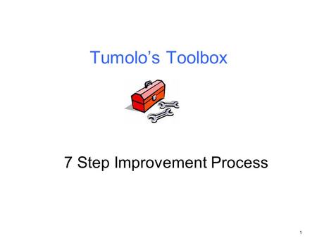 Tumolo’s Toolbox 7 Step Improvement Process.