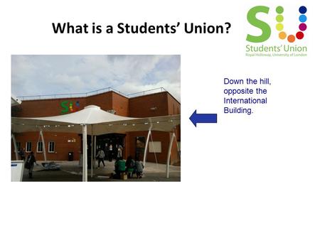 What is a Students’ Union? Down the hill, opposite the International Building. New Logo coming soon!!