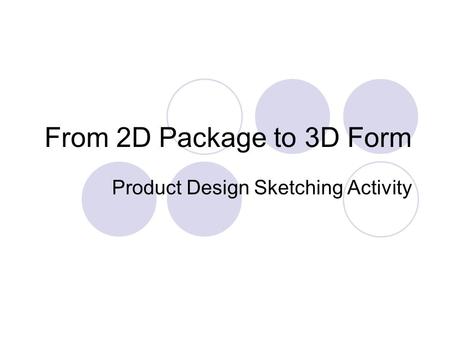 From 2D Package to 3D Form Product Design Sketching Activity.