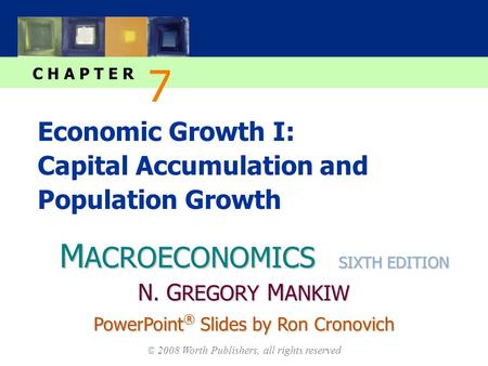 M ACROECONOMICS C H A P T E R © 2008 Worth Publishers, all rights reserved SIXTH EDITION PowerPoint ® Slides by Ron Cronovich N. G REGORY M ANKIW Economic.