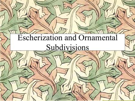 Escherization and Ornamental Subdivisions. M.C. Escher.