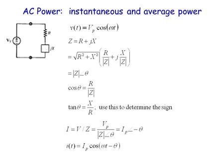 AC Power: instantaneous and average power