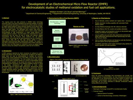Development of an Electrochemical Micro Flow Reactor (EMFR) for electrocatalytic studies of methanol oxidation and fuel cell applications. Nallakkan Arvindan*,