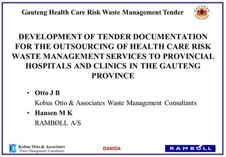 DANIDA Gauteng Health Care Risk Waste Management Tender