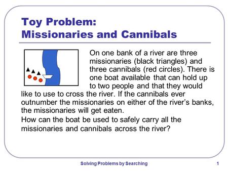 Toy Problem: Missionaries and Cannibals