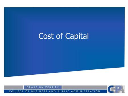 Cost of Capital.