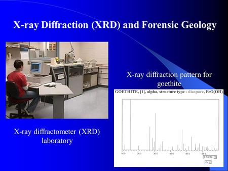 X-ray Diffraction (XRD) and Forensic Geology X-ray diffraction pattern for goethite X-ray diffractometer (XRD) laboratory.