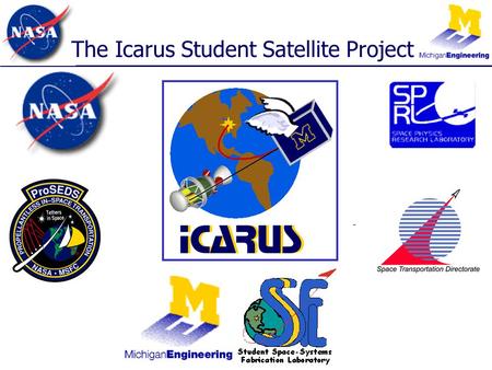 The Icarus Student Satellite Project. Overview The beginning of the project –Dr. Brian Gilchrist, Principal Investigator What the project is & student.
