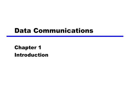 Data Communications Chapter 1 Introduction. 2 A Communications Model zSource ygenerates data to be transmitted zTransmitter yConverts data into transmittable.