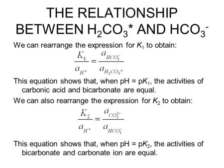 THE RELATIONSHIP BETWEEN H2CO3* AND HCO3-