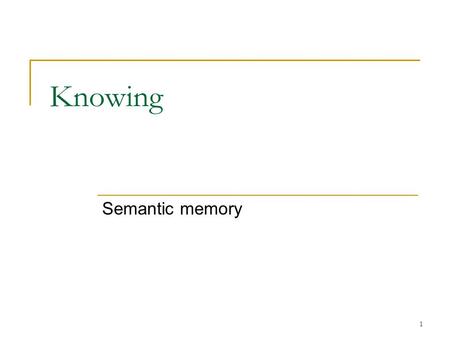 Knowing Semantic memory.